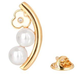 Gold & pearl lapel brooch